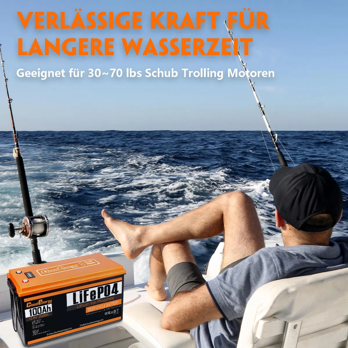 Cloudenergy 12,8V 100Ah LiFePO4 Lithium-Batterie, 1280Wh mit 100A BMS. 6000+ Zyklen, Serie/Parallelschaltung unterstützt. Ideal für Wohnmobile, Boote, Camping