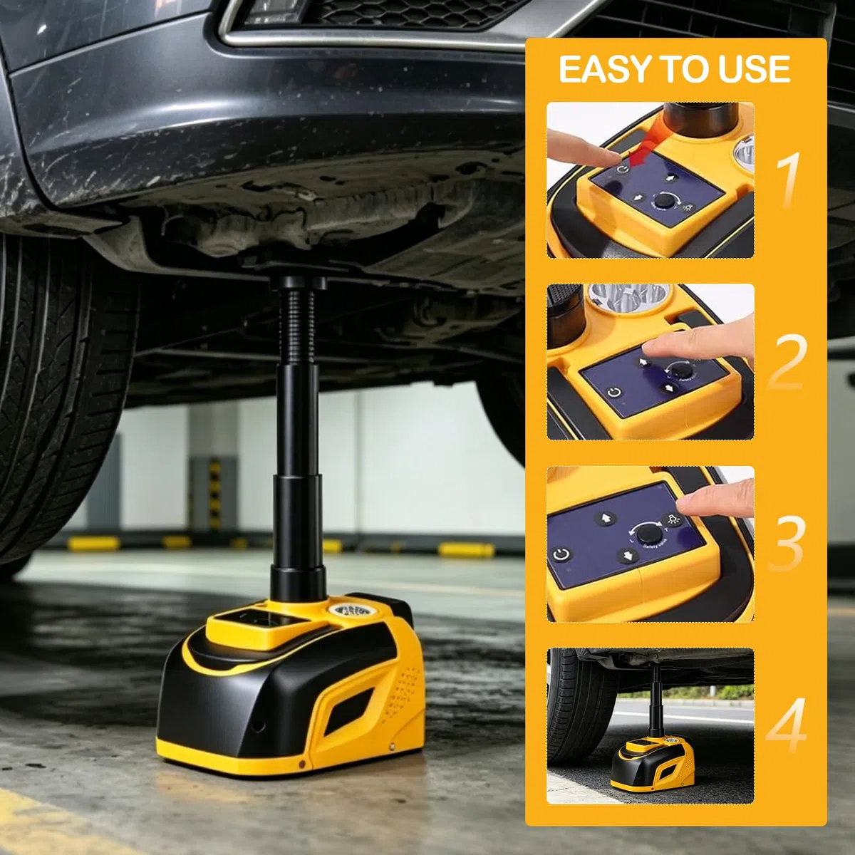 Wagenheber 5T Elektrisch, 18V Hebebühne Auto Wagenheber Akku Hubhöhe 15-45cm Mobile Hebebühne Kabelloses Reifenwechsel Werkzeug mit Akku 2000mAh für SUV PKW KFZ