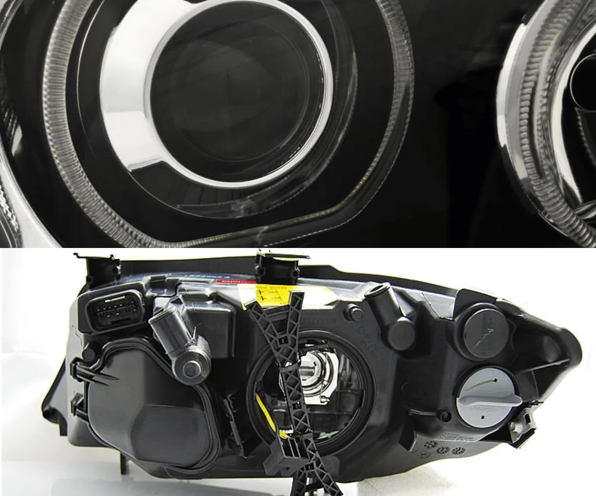 LED Angel Eyes Scheinwerfer Set in schwarz für BMW E90/E91 03.2005-08.2008