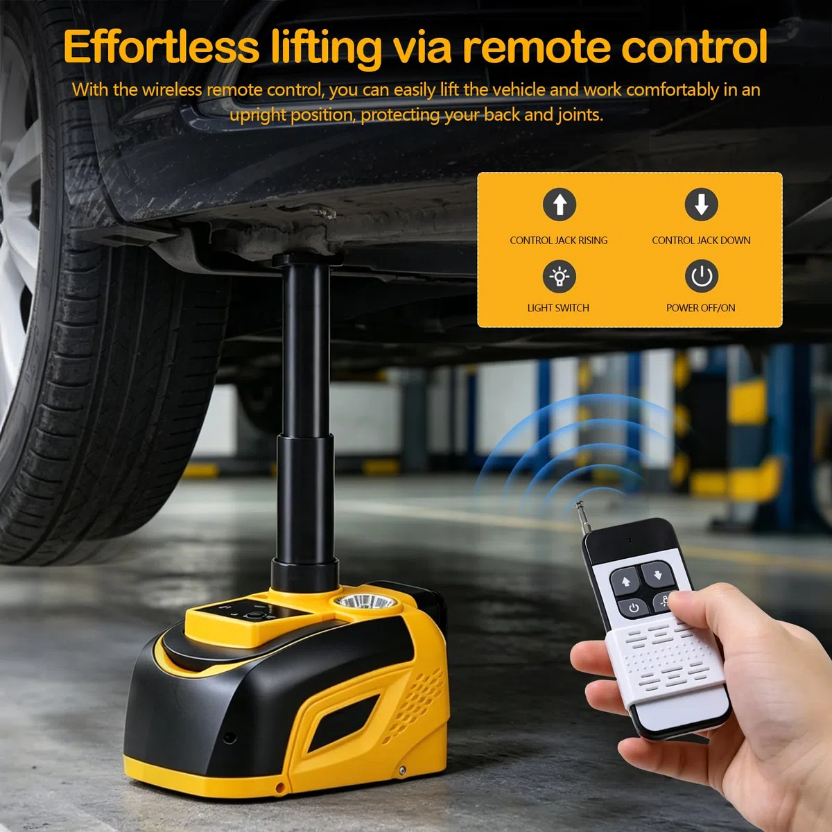 Wagenheber 5T Elektrisch, 18V Hebebühne Auto Wagenheber Akku Hubhöhe 15-45cm Mobile Hebebühne Kabelloses Reifenwechsel Werkzeug mit Akku 2000mAh für SUV PKW KFZ
