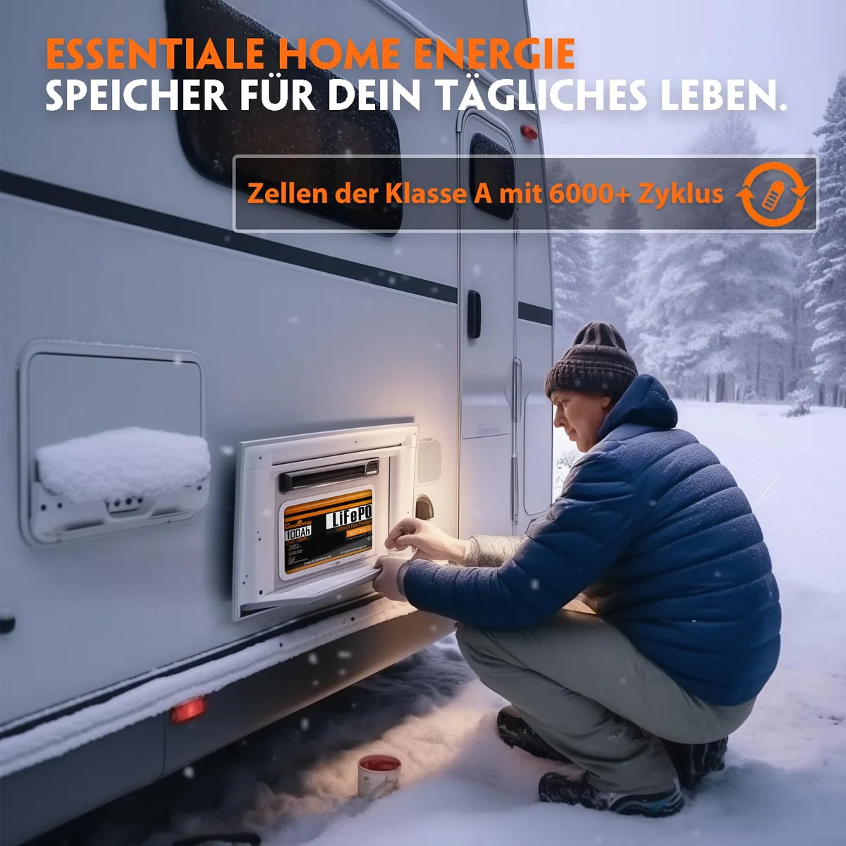 Cloudenergy 12,8V 100Ah LiFePO4 Lithium-Batterie, 1280Wh mit 100A BMS. 6000+ Zyklen, Serie/Parallelschaltung unterstützt. Ideal für Wohnmobile, Boote, Camping