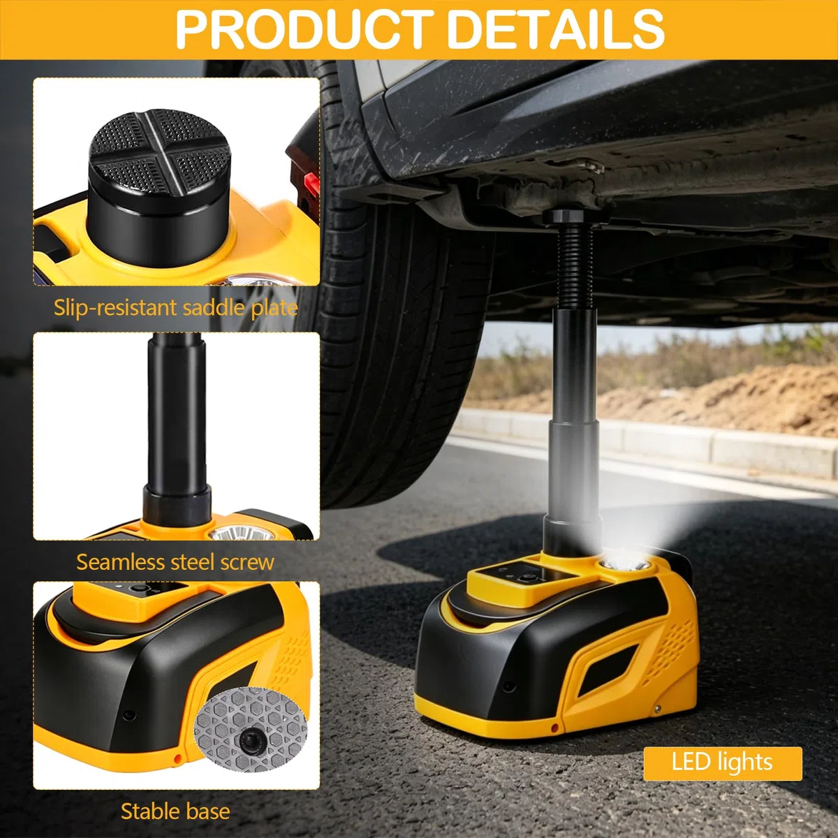 Wagenheber 5T Elektrisch, 18V Hebebühne Auto Wagenheber Akku Hubhöhe 15-45cm Mobile Hebebühne Kabelloses Reifenwechsel Werkzeug mit Akku 2000mAh für SUV PKW KFZ