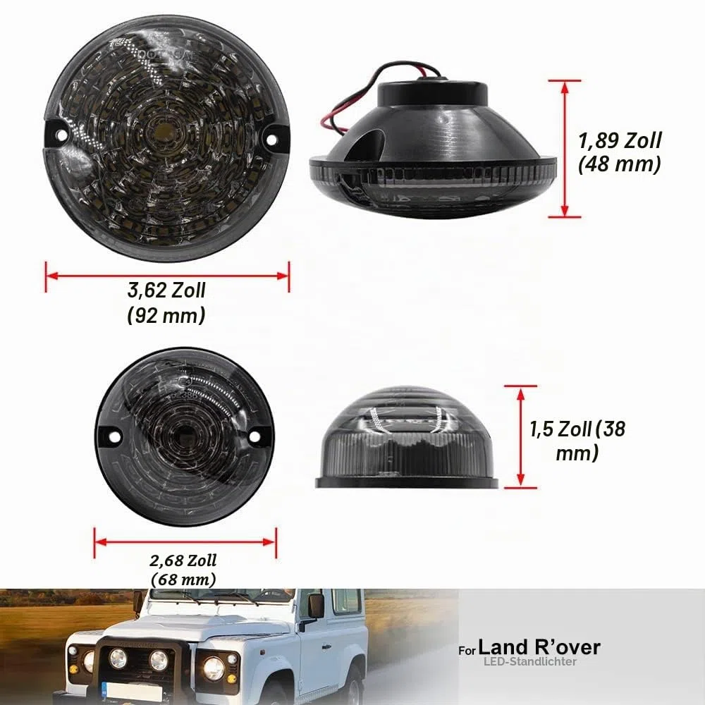 10-teiliges Komplettes LED Lichtset für La.nd Ro.ver Defender 1990–2016 – Rückleuchten, Nebelschlussleuchten, Rückfahrleuchten, Seitenlichter (Rauchglas)