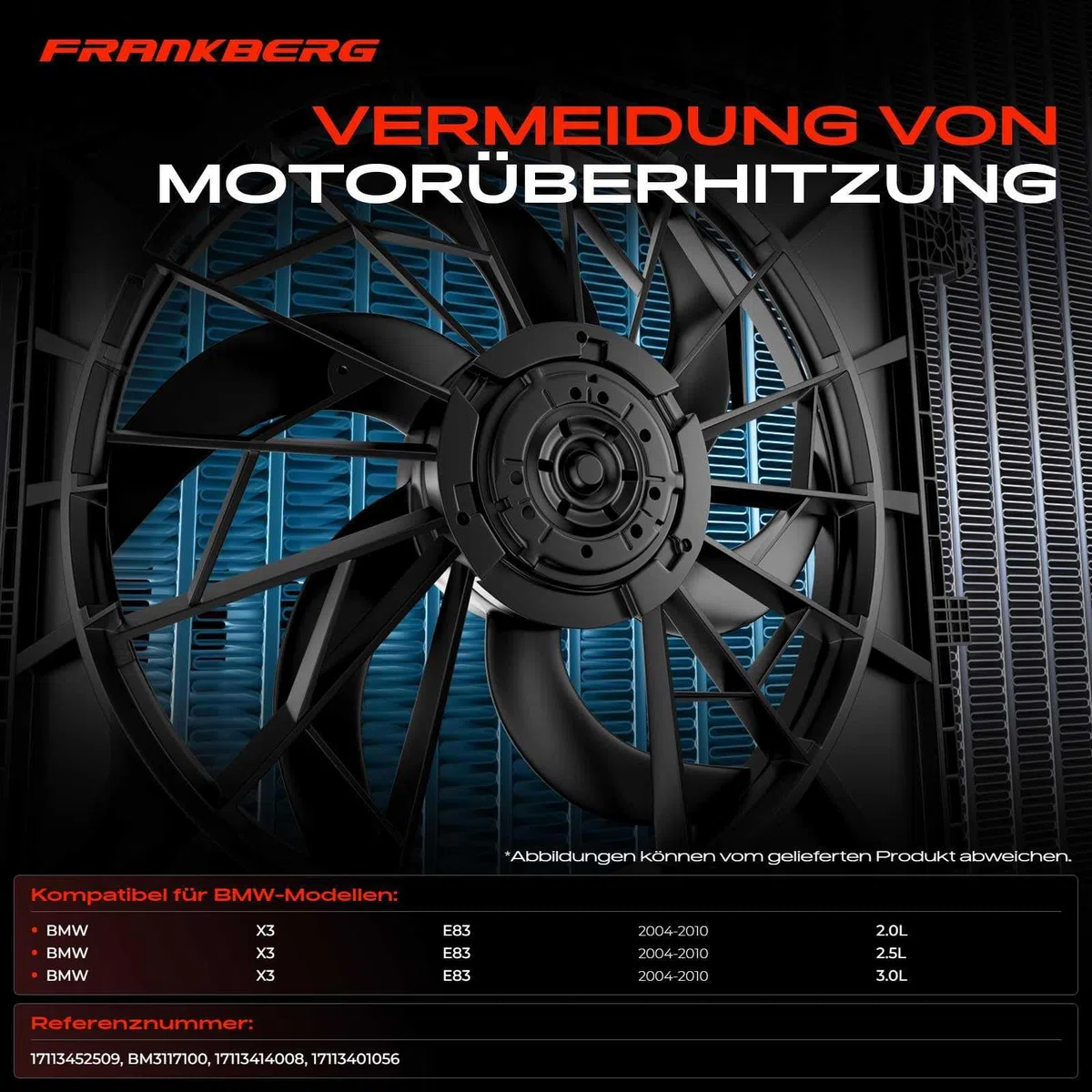 Frankberg Kühlerlüfter Motorkühlung Kühlerzarge 3-Polig 17113452509